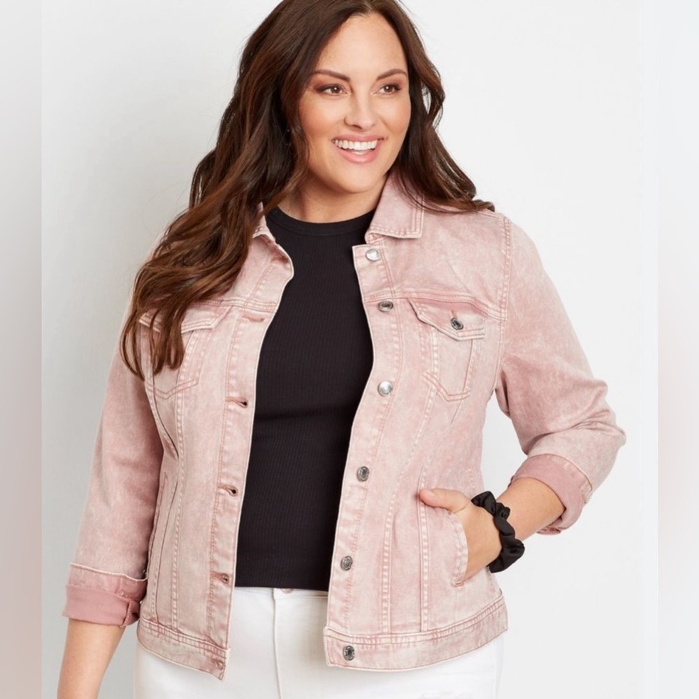Maurices Jackets & Coats | Maurices Pink Denim Jacket Pink/ Acid Wash| Size: M